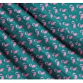 thumbnail image 3 of Soimoi Green Cotton Poplin Fabric Flamingo Bird Printed Fabric 1 Yard 42 Inch Wide, 3 of 7
