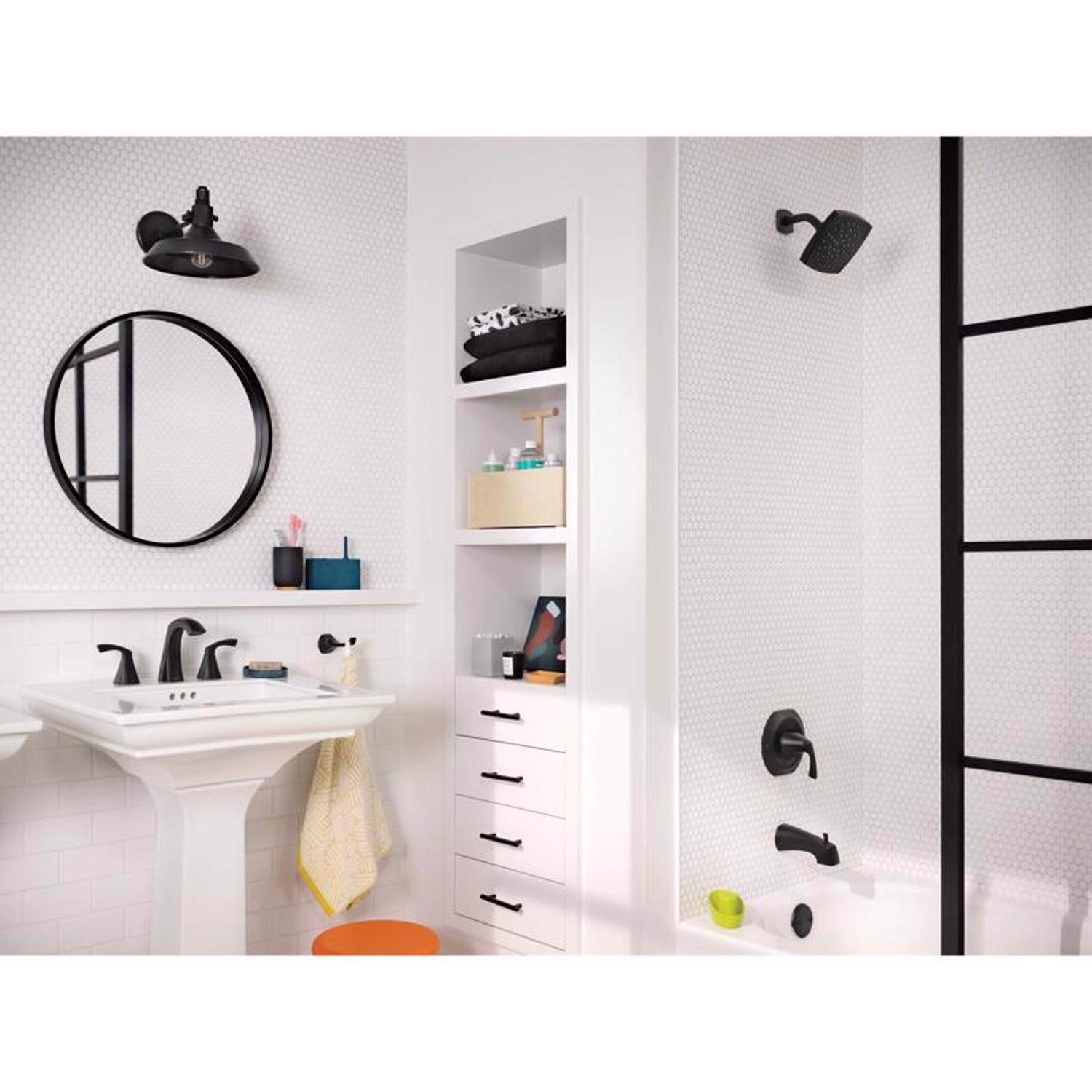 Moen Lindor Matte Black Bathroom Faucet 8-16 in.