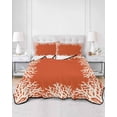 thumbnail image 2 of Quilts Twin Size Bedding Set, Coastal Coral Lightweight Quilted Comforter, Orange White Ocean Marine Nautical Beach Soft Reversible Bedspread Coverlet with Pillow Covers for All Season, 68" x 86", 2 of 7