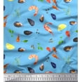 thumbnail image 1 of Soimoi polyester Crepe Fabric Gemstone,Lemon Slice & Prawns Food Print Fabric by Yard 42 Inch Wide, 1 of 1