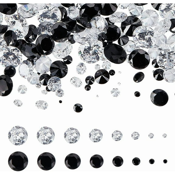 160Pcs Black Clear Rhinestone 16 Styles Flat Back Brilliant Round Rhinestones Glass Stones Glitter Gems Transparent Diamond
