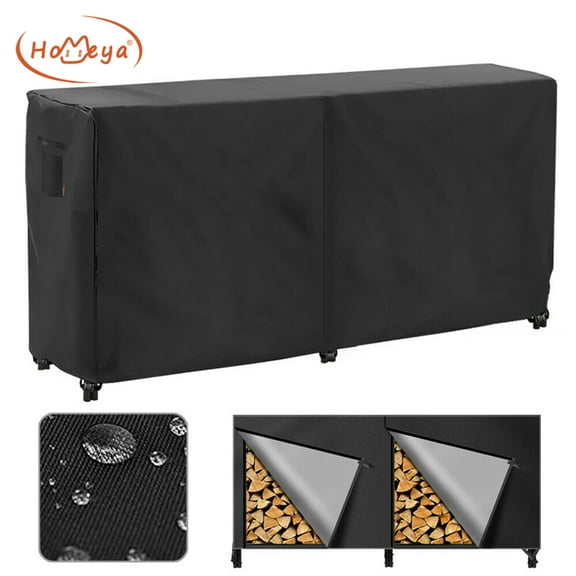 HOMEYA 8ft Firewood Log Rack Cover Wood Holder Storage Waterproof, Weather Resistant, Sun Protector Tarp Outdoor