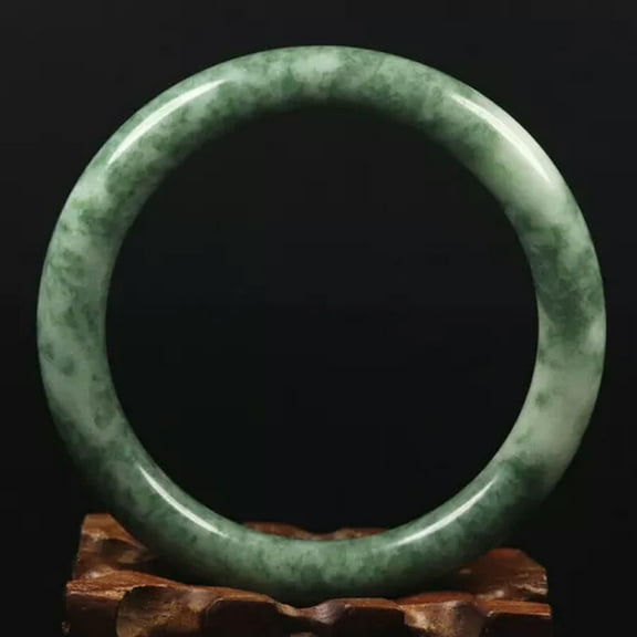 K-KED 100% Natural 54-64mm Grade A Green Jade Bangle Bracelet Women's Bracelet 33888-Green-58-60mm