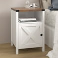 thumbnail image 6 of DreamCurship Farmhouse Nightstand, Rustic Side Table with Shelf for Small Space, White Bedside Table Set for Bedroom, Pure White & Brown, 6 of 8