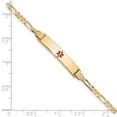 thumbnail image 5 of Auriga 14K Yellow Gold Red Enamel Figaro Id Bracelet 7 inch for Women(L- 7inch, W- 5.5mm), 5 of 6