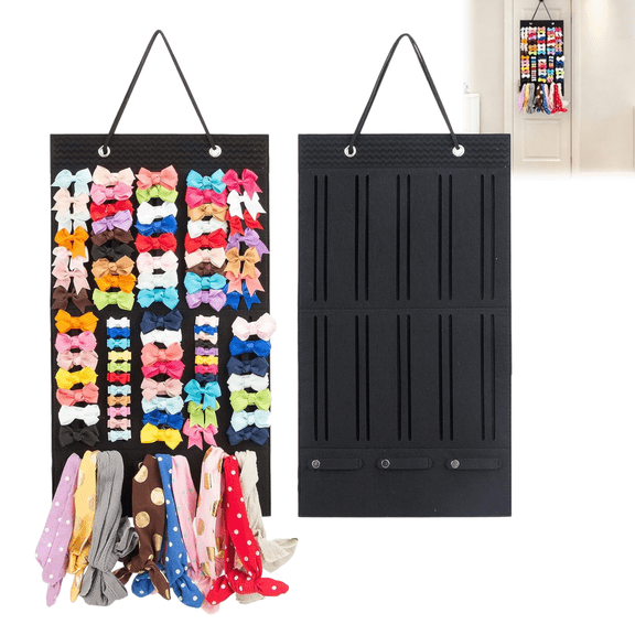 Hanging Hair Accessory Organizer, Wall Mounted Storage Hanger for Hair Bows, Clips and Headbands, Display Holder for Girls