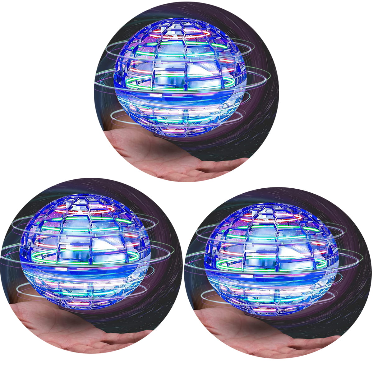 Flying Ball Toy Globe 360°Rotating Hand Controlled Flying Orb Ball Toys Magic Led Lights Controller Mini Drone Flying Toy Boomerang Fly Spinners for Kids Adults Indoor Outdoor Blue 
