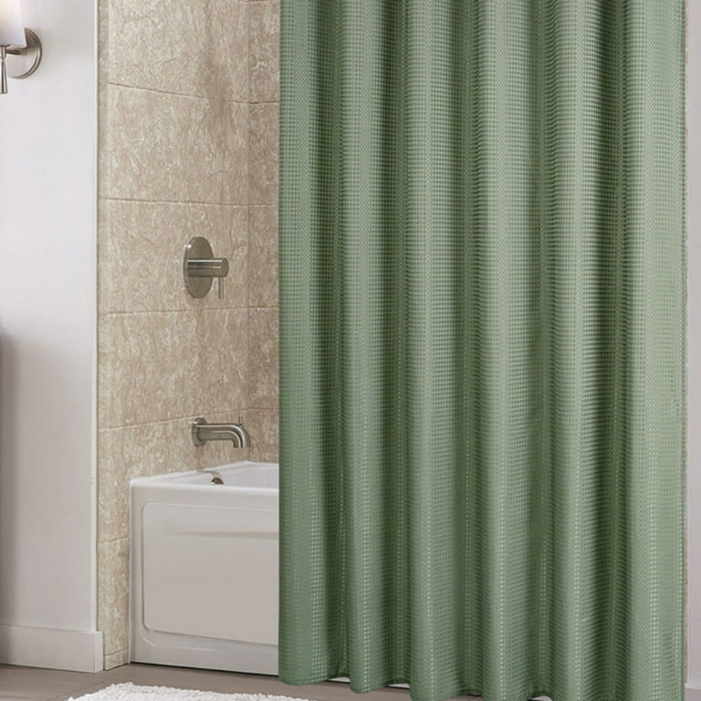 Sage Green Shower Curtain - Waffle Textured Heavy Duty Thick Fabric Shower  Curtains for Bathroom, Luxury Weighted Polyester Cloth Bath Curtain Set