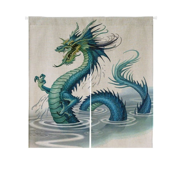 ABPHQTO Dragón chino dorado japonés Noren cortina de entrada cortina de puerta cortina de entrada cortina de entrada tamaño 85x90cm ABPHQTO Noren-A105-85x90
