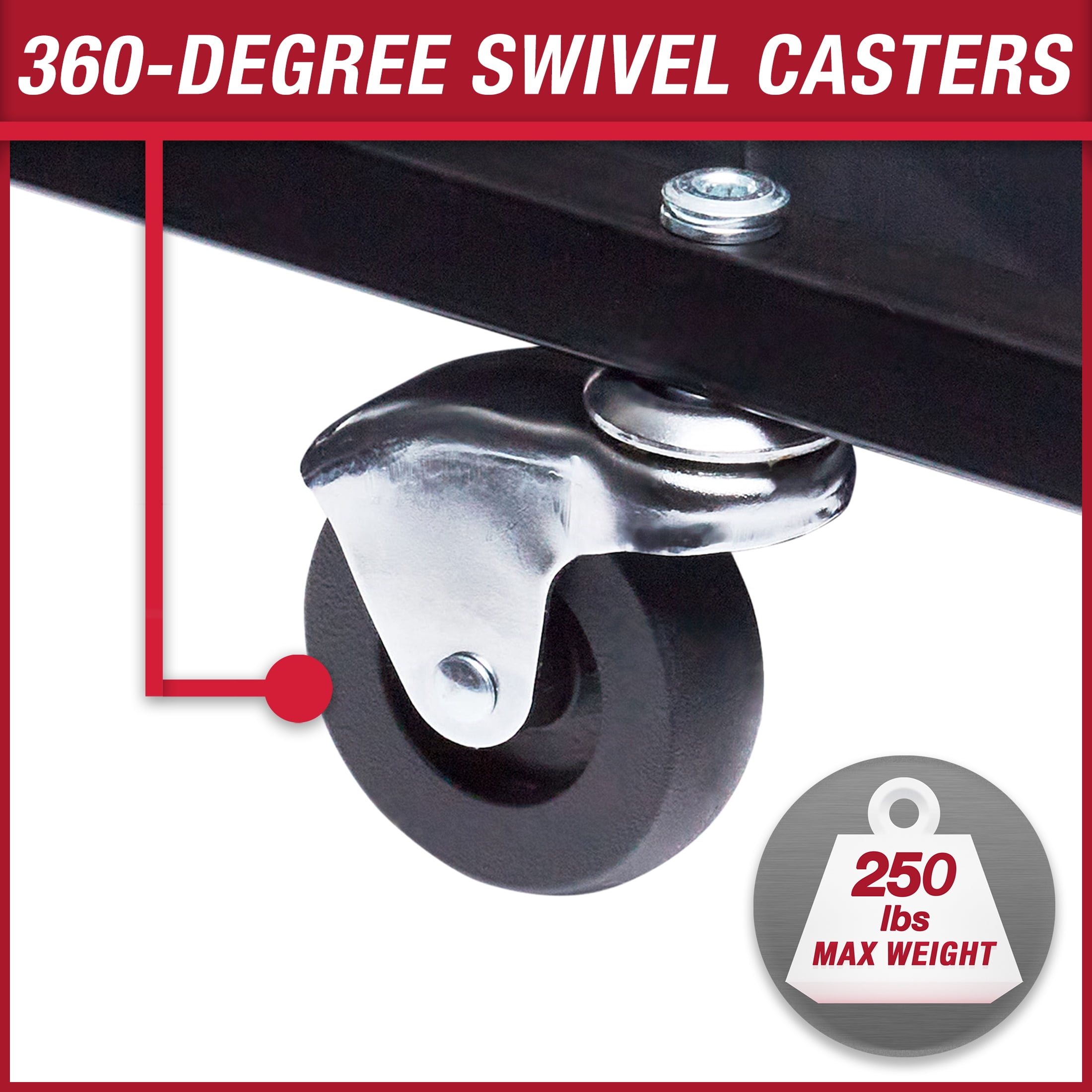 Hyper Tough Rolling Creeper with Adjustable Headrest