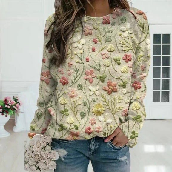 Oversized Sweaters for Women Fair Isle Crew neck Vintage Sweaters Striped Loose Comfortable Fall Winter Business Casual Outfits Pullover Knit Tops