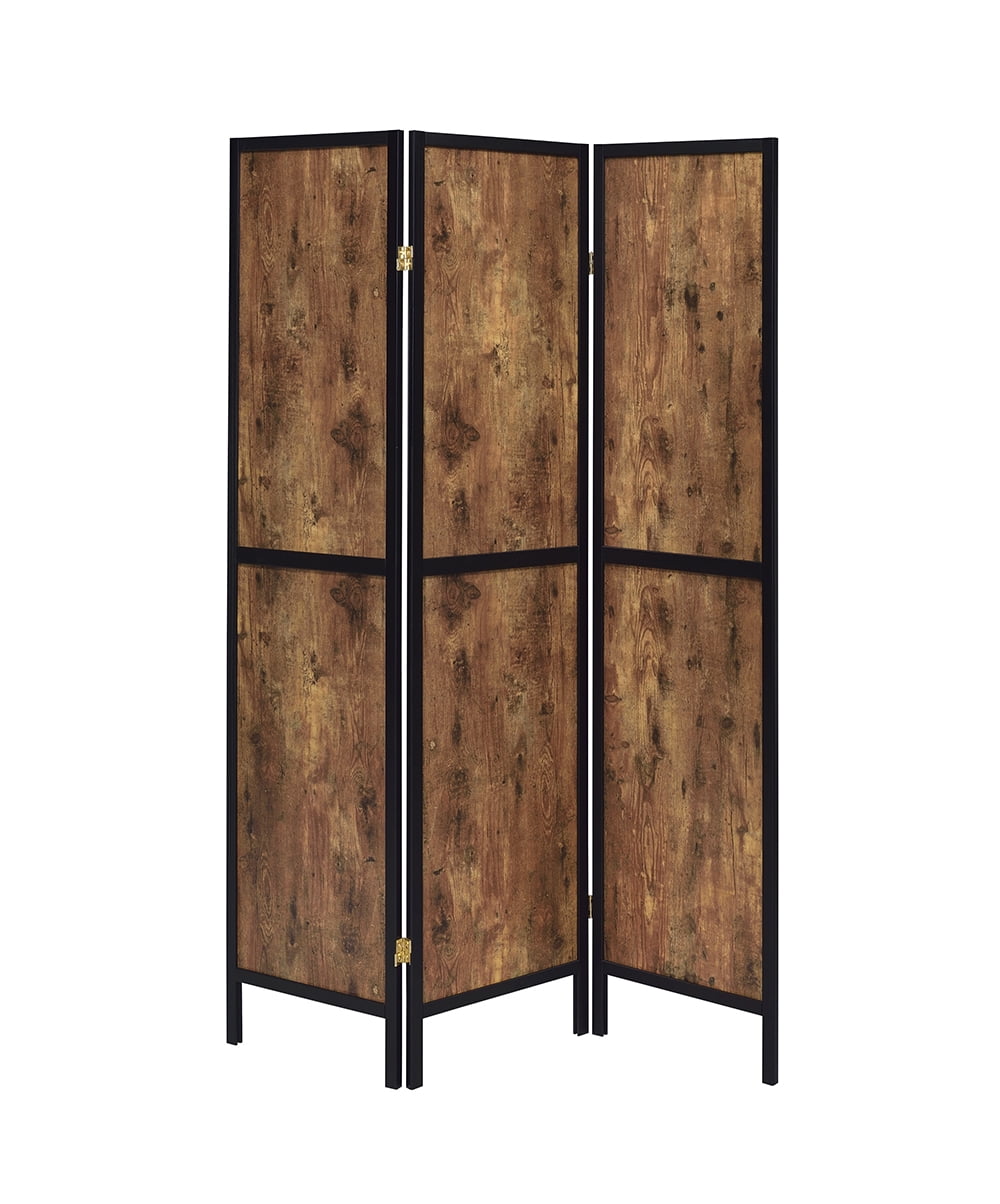 Adelita 3 Panel Room Divider Privacy Screen, Antique Nutmeg