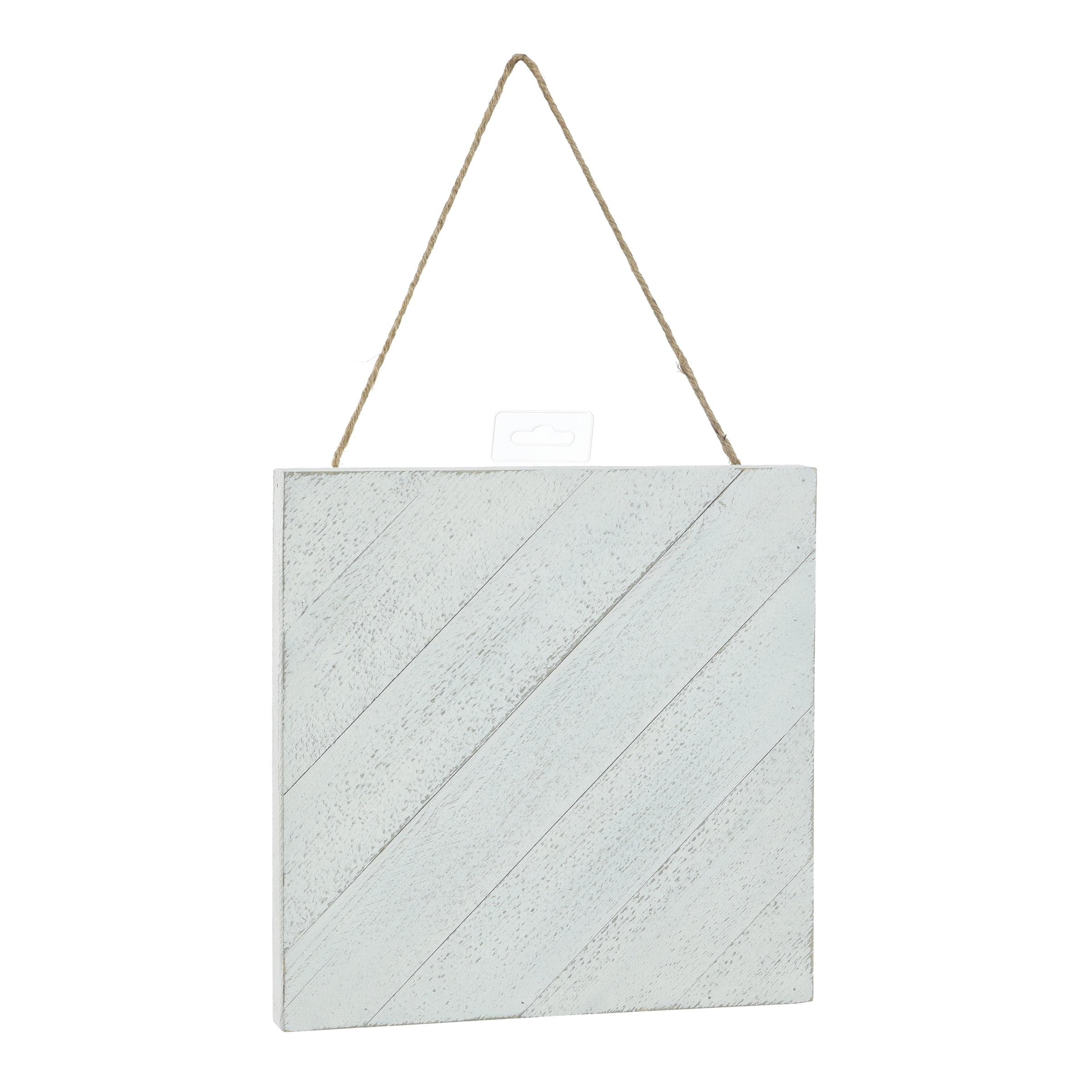 (2 pack) Wood Plank Plaque Diagonal Design White Wash 10" x 10" (1 Piece)