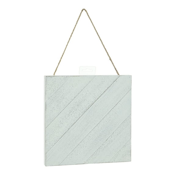 Wood Plank Plaque Diagonal Design White Wash 10" x 10" (1 Piece)