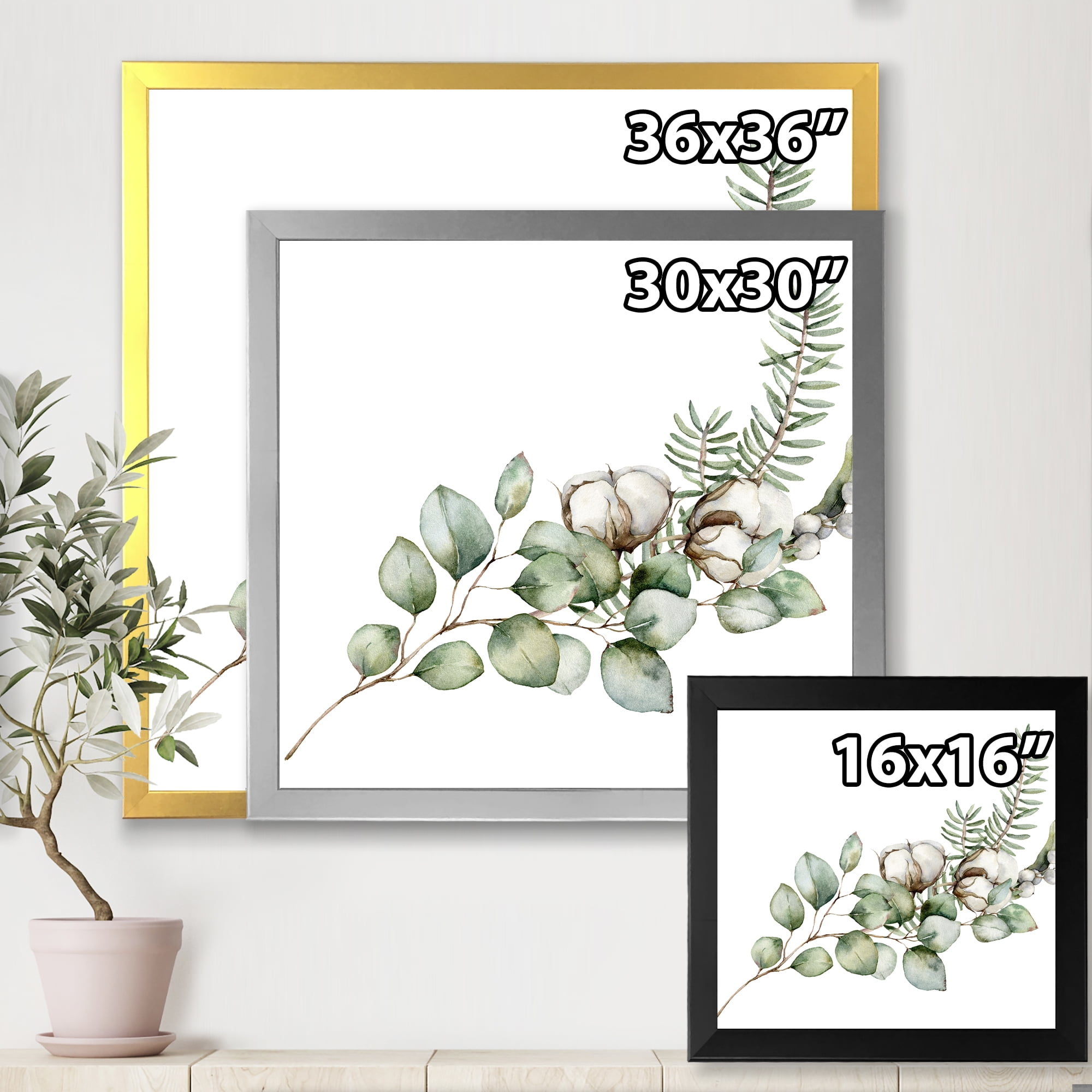 Designart 'Eucalyptus Branches With Christmas Bouquet' Traditional Framed Art Print