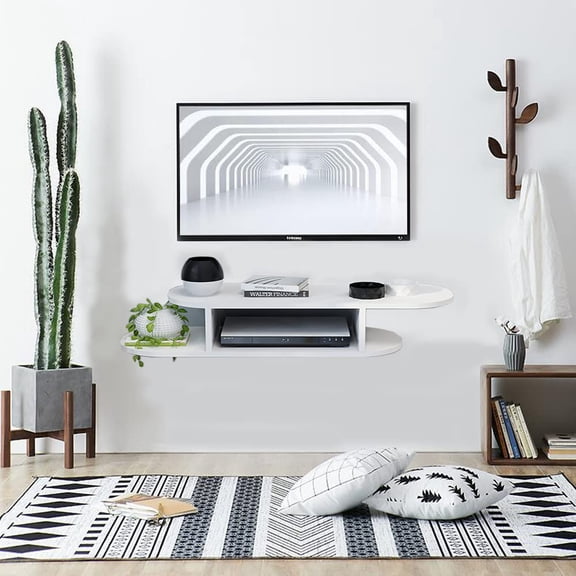 BiJun Floating TV Stand Wall Mounted for TVs up to 55”(White)