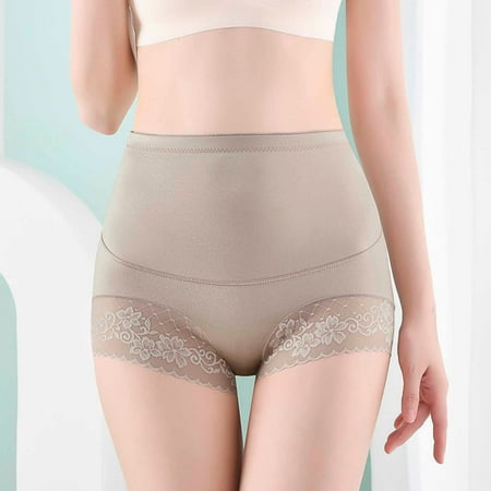 qolati Shapewear Panties for Women Tummy Control Body Shaper Underwear Stretchy High Waist Slimming Girdle Panty with Lace