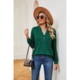 thumbnail image 3 of Anbech Vneck Women Solid Color Shirt Buttons Long Sleeve Blouse Casual Fashion Tops, 3 of 9