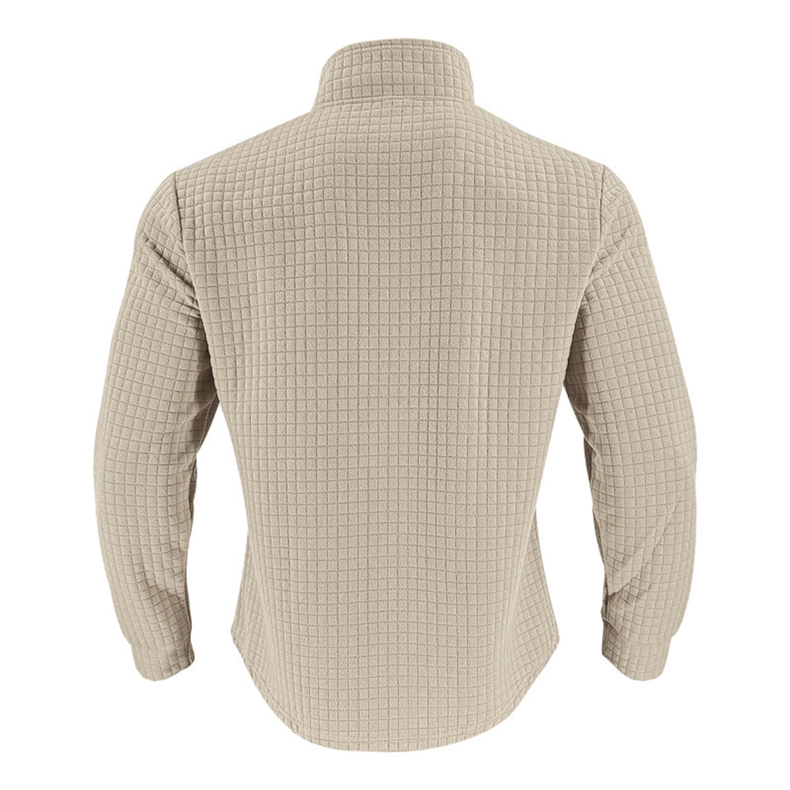 QOSOQ Men's Quarter Zip Sweatshirt – Casual Waffle Knit Pullover With Stand Collar & Pockets