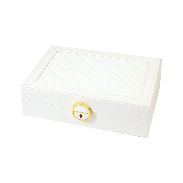 Organizador de Joyero de viaje Sunnimix, Soporte de almacenamiento de joyas, Bandeja desmontable, Blanco