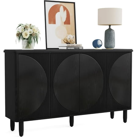 Tribesigns Modern Buffet Cabinet Sideboard with Storage and Doors for Living Room Kitchen Dining Room (Black)