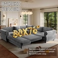 thumbnail image 6 of FFH 88.2" Sectional Sofa with Pull Out Bed, Convertible Sleeper Sofa, 5 Seater Chenille Couch for Living Room, Light Gray, 6 of 12