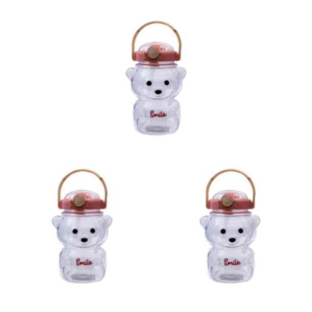Monstrate Copa de oso Botella de bebida Regalo de cumpleaños Recipiente de agua Mano de obra Gran capacidad Atractivo Deportivo Senderismo Rosa Type1 NO1