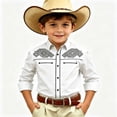 thumbnail image 2 of Toddler Kids Girls Boys Shirt Tops Long Sleeve Fashion Chest Print Casual Collar Shirt Casual Loose Tops 12-13 Years, 2 of 4