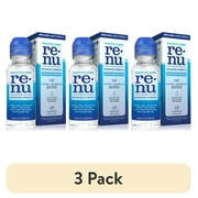 (3 pack) Renu Contact Lens Solution, Advanced Formula Triple Disinfectant Contact Cleaning Solution–From Bausch + Lomb – 2 fl oz (60 mL)
