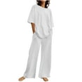 thumbnail image 2 of pstuiky Lounge Sets for Women, Women Print Short Sleeve Round Neck Blouses Shirts Sets and Long Pants Regular Fit Workout Oversized Pj Sets Womens Loungewear Set Hot Prices White XXXL, 2 of 6