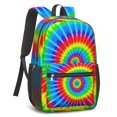 thumbnail image 2 of Red and Green Tie Dye Pattern 17" Waterproof Oxford School Backpacks for Teens, S-Shape Padded Straps, for School, Travel, Hiking, Camping, 2 of 4