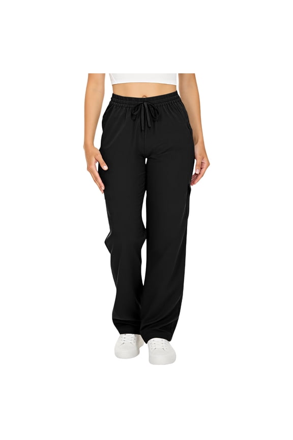 Cargo Pants Women High Waisted Pants Women Cargo Pants Lightweight Hiking Pants With Pocket Outdoor Drawstring Wide Leg Baggy Parachute Pant Wide Leg Pants Woman Baggy Pants Black 3XL