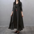 thumbnail image 4 of Vestido Vestido de cuello redondo de mezcla de algodón Estilo bohemio Vestido de playa en capas para mujer Traje diario Kuymtek Negro T M para Mujer, 4 of 6