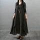 thumbnail image 4 of Vestido Vestido de cuello redondo de mezcla de algodón Traje de vacaciones para mujer con estampado de flores (Negro XL) Cgtredaw Negro T XL para Mujer, 4 of 6