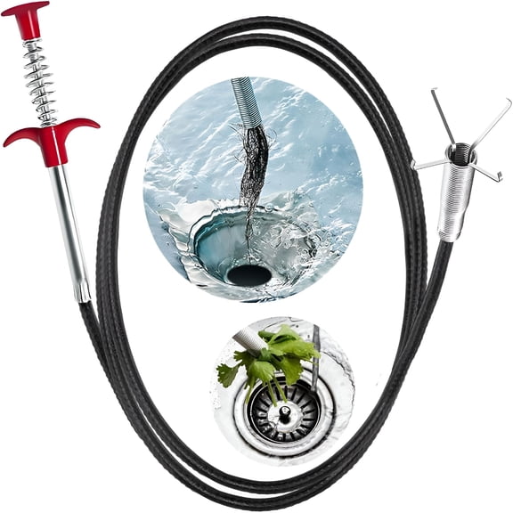 ACDANC 61" Drain Snake Hair Drain Clog Remover Tool - Sink Drain Cleaner for Toilet Sewer Shower Kitchen Bathroom Tub Clogged Drains Opener Cleaning Tool,Flexible Grabber Claw Pick Up Reacher Tool