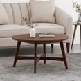 thumbnail image 3 of 36" Round Coffee Table - Solid Wood Cross Base, Farmhouse Style, No Assembly Required, Walnut Finish, 3 of 5