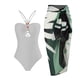 thumbnail image 1 of MKLEKYY Trajes De Baño Mujer Short Women 1 Piece Swimwear+1 Piece Cover Up Two Piece Vintage Print Swimsuit Monokini Bikini 2 Piece Swimsuits Two Piece Tankini Set 1042, 1 of 2