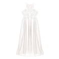 thumbnail image 4 of iEFiEL Girls Halter Neck Chiffon Floral Lace Party Dress Rhinestone Trim Wedding Bridesmaid Gown, 4 of 7