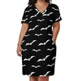 thumbnail image 2 of Vestido largo con estampado de murciélago gótico para mujer traje negro holgado con bolsillo ropa estética verano, 2 of 6