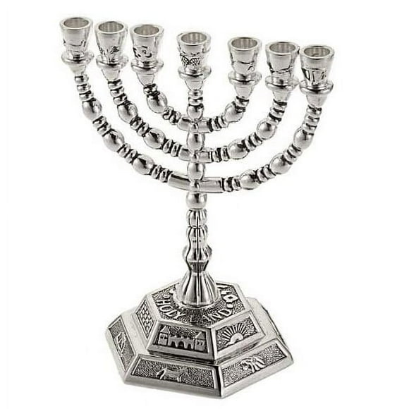Holy Land Gifts 4338 Menorah 12 Tribus Plaqué Argent 7 Branché 5 Po.