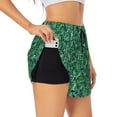 thumbnail image 2 of Disketp Monstera Leaves Print Women's Shorts Workout Shorts for Athletic Gym Running Shorts with Phone Pockets X-Large, 2 of 8