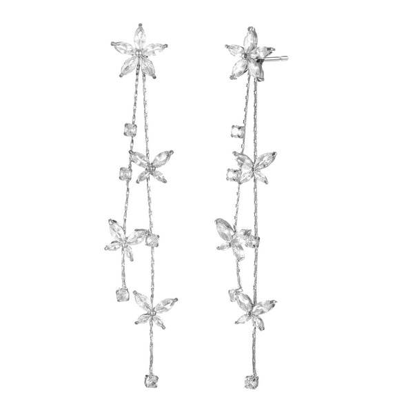 Believe by Brilliance Fine Silver Plated Dangling Star Earrings, 1 Pair