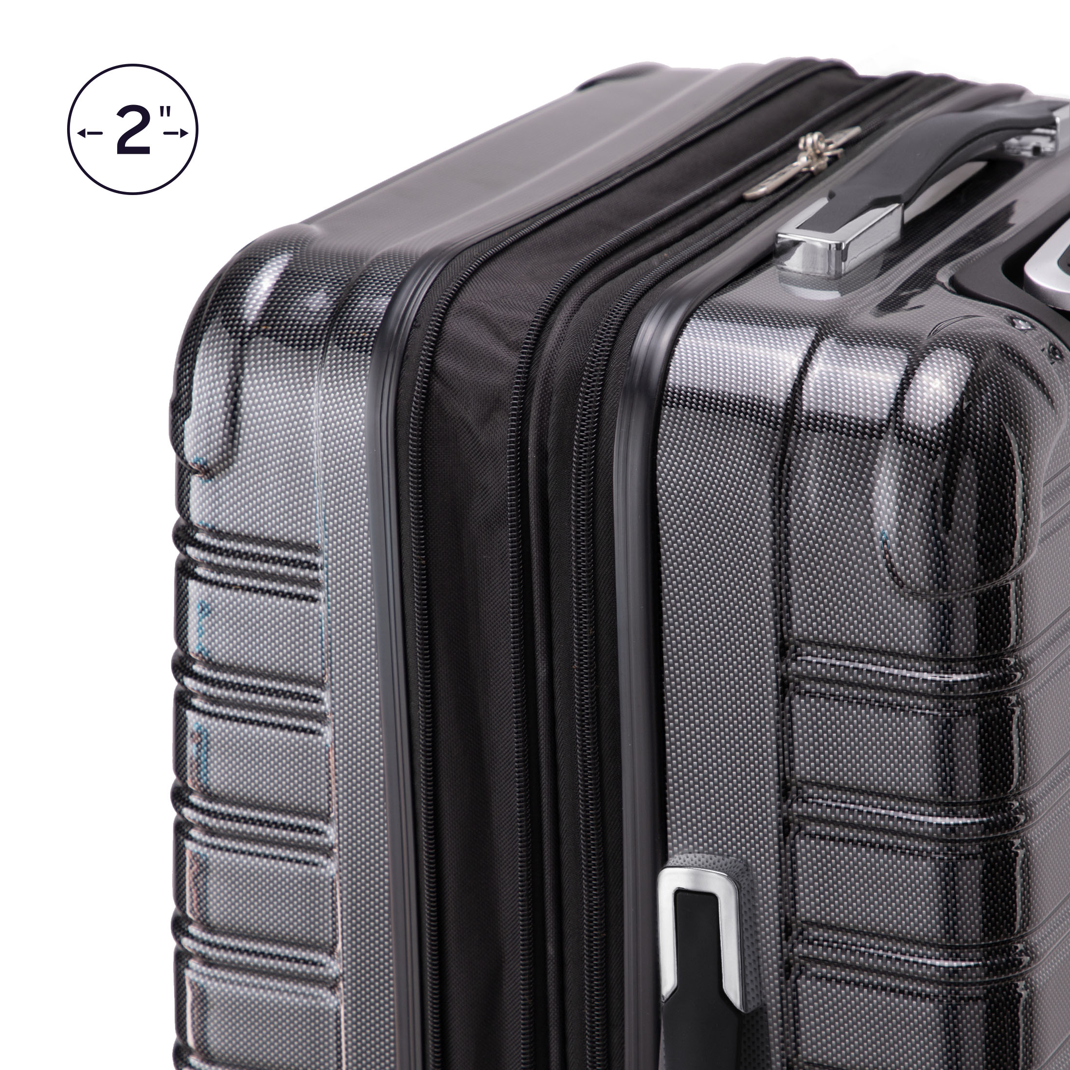 iFLY Fibertech 28" Large Checked Expandable Hardside Spinner Suitcase, Black photo 8
