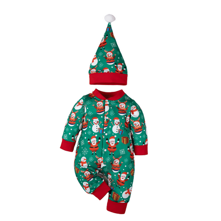 

Votuleazi Christmas Santa Claus Snowman Print Romper with Hat for Baby Girls Boys