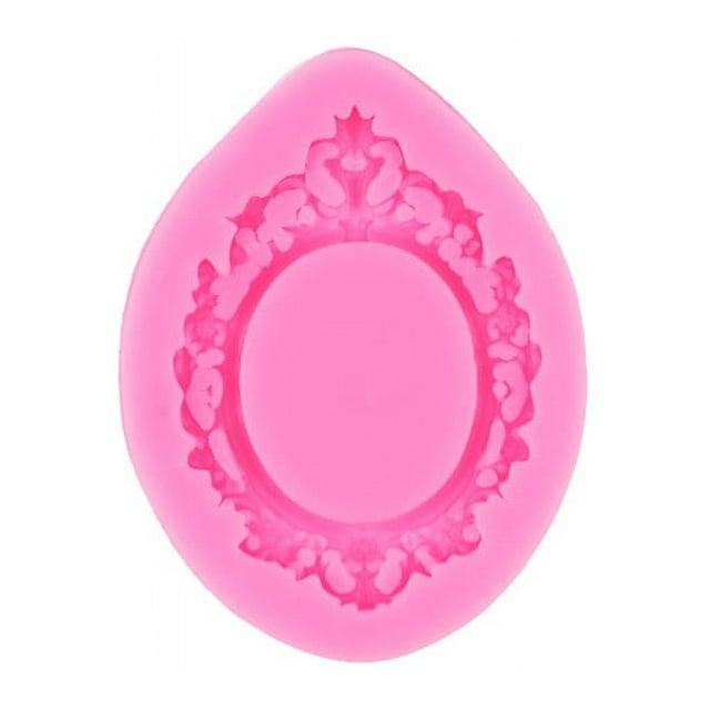 Molde de silicona con marco de espejo rosa, herramientas de decoración de pasteles, molde de caramelo de Chocolate-pequeño