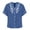 Blue, variant on Women's Blouses Trendy V Neck Embroidered Summer Tops Solid Color Button Down Short Sleeve Tops for Women (Blue,S)