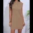 thumbnail image 4 of Robe T-Shirt Courte d'Été pour Femme à Manches Cap, Col Rond, Décontractée, Ample, Basique, Mini, Kaki, G, 4 of 7