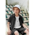 thumbnail image 7 of Arshiner Boys Summer Beach Outfits 2 Piece Casual Button Down Shirt and Shorts Set Vacation Texture Sets, 7 of 7