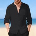 thumbnail image 2 of Camisas de Manga Larga con Botón de Solapa para Hombre de Ajuste Suelto Top de Moda de Bolsillo de Cardigan para el Verano, 2 of 9
