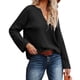 thumbnail image 3 of Knitted Sweater, Breathable Women Sweater Long Sleeve Pure Color  For Daily Life ANGGREK Negro M, 3 of 7